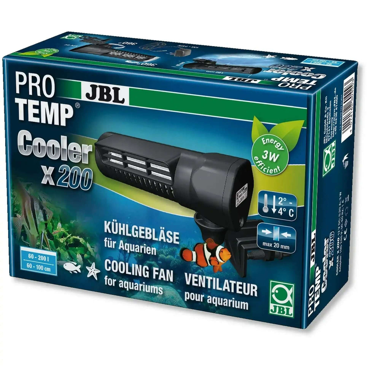 JBL ProTemp Cooler X200 Gen 2 Für Aquarien Verdunstungskälte Reduziert Wassertemperatur Von 2 Bis 4 Grad Montierbar