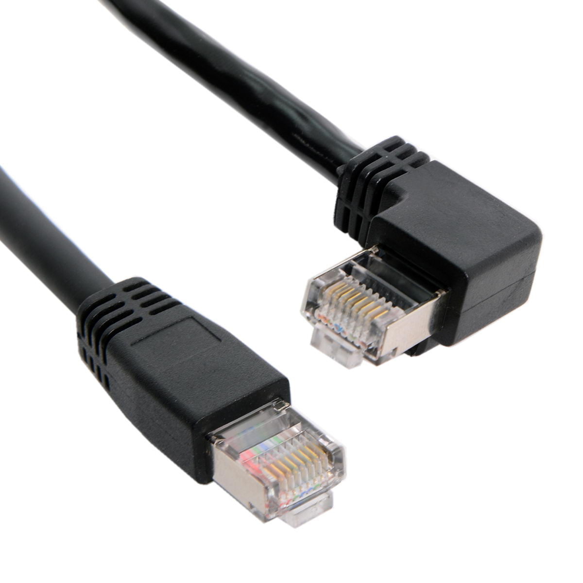 SYSTEM-S LAN Kabel 0,5 m RJ45 Stecker Ethernetkabel Netzwerkkabel Winkel in Schwarz