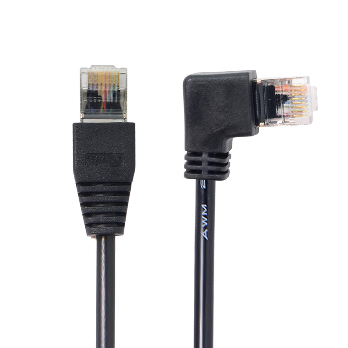 SYSTEM-S LAN Kabel 0,5 m RJ45 Stecker Ethernetkabel Netzwerkkabel Winkel in Schwarz