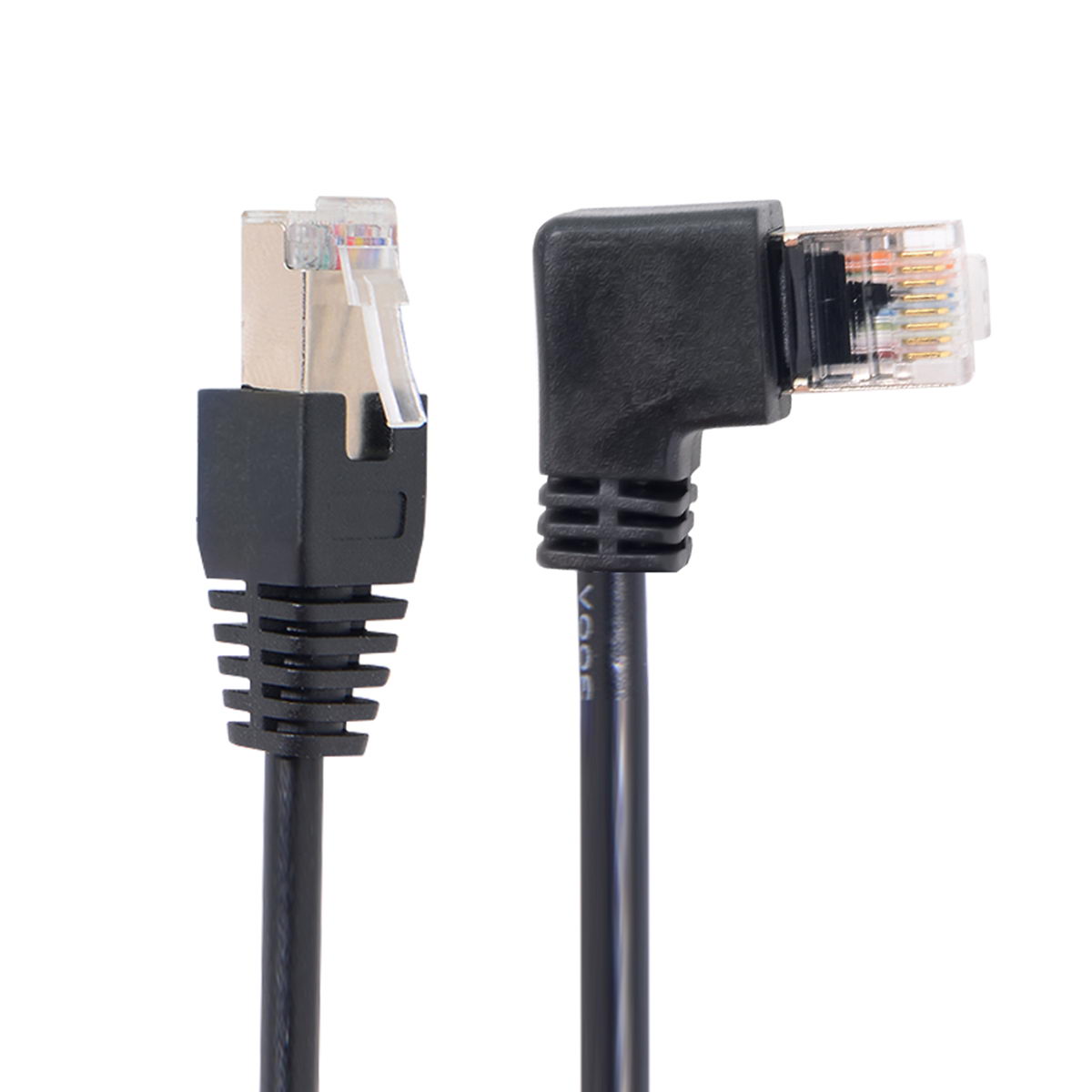 SYSTEM-S LAN Kabel 0,5 m RJ45 Stecker Ethernetkabel Netzwerkkabel Winkel in Schwarz