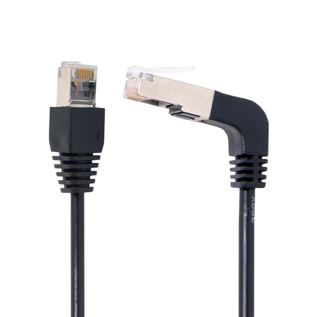 LAN Kabel 0,5 m RJ45 Winkelstecker Netzwerkkabel Schwarz Ideal Für Kompakte Netzwerke