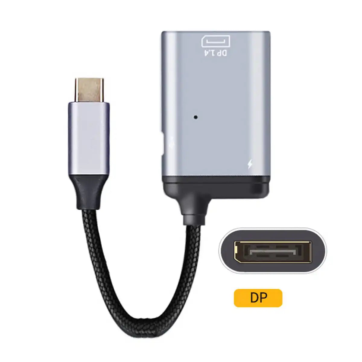 3in1 DisplayPort DP 1.4 USB C Kabel Adapter Grau Mit 2x USB Typ C Anschlüssen Für Laptop