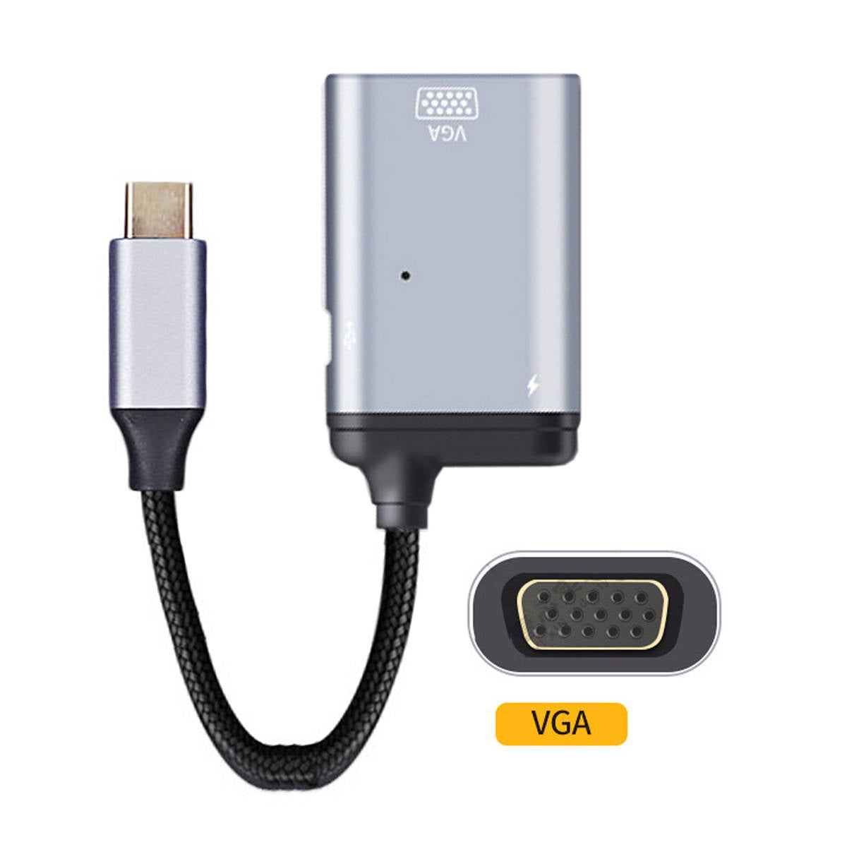 SYSTEM-S 3in1 USB-C Adapter Mit VGA DB-15 Anschluss Und 2x USB 3.1 Typ C Ports Grau