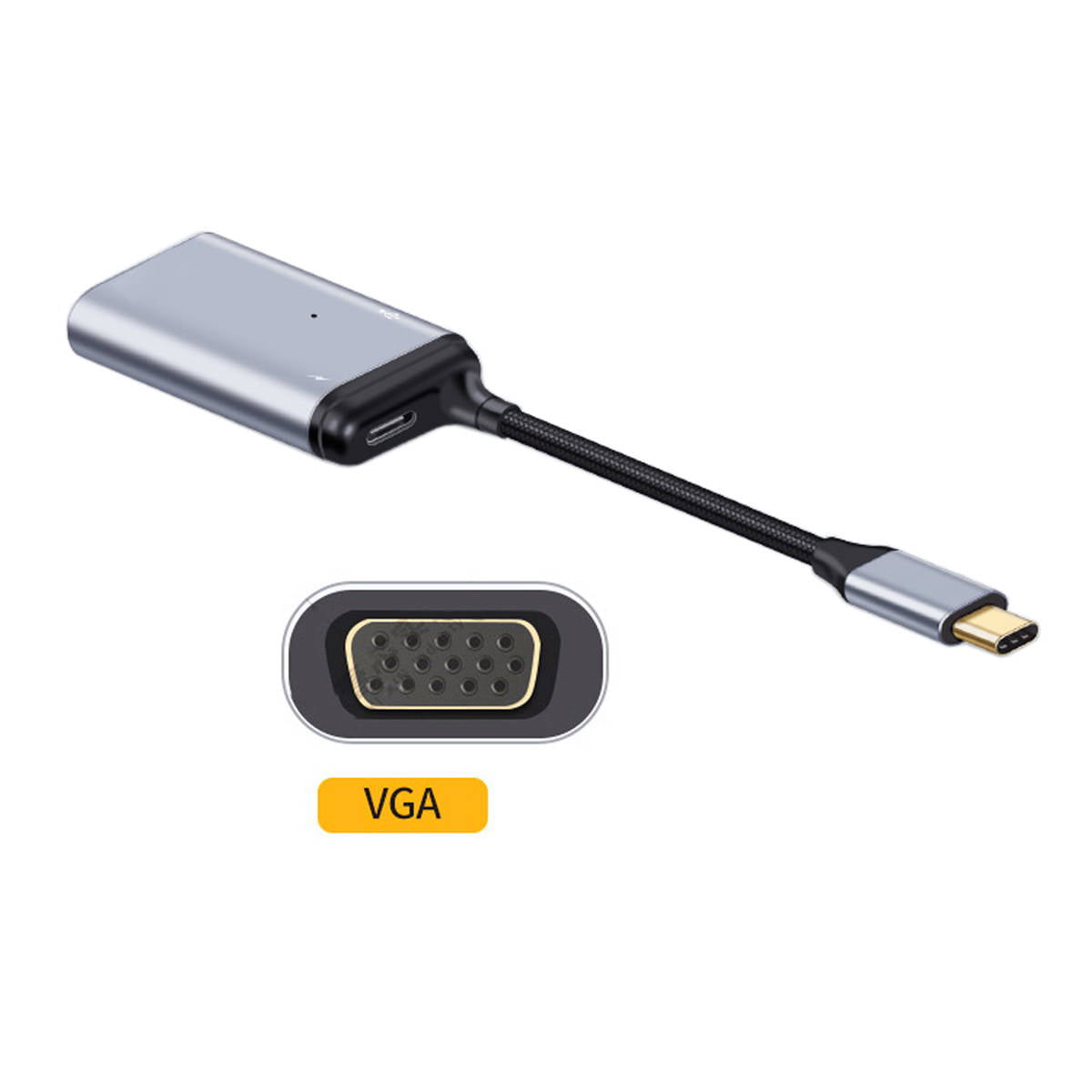SYSTEM-S 3in1 USB-C Adapter Mit VGA DB-15 Anschluss Und 2x USB 3.1 Typ C Ports Grau