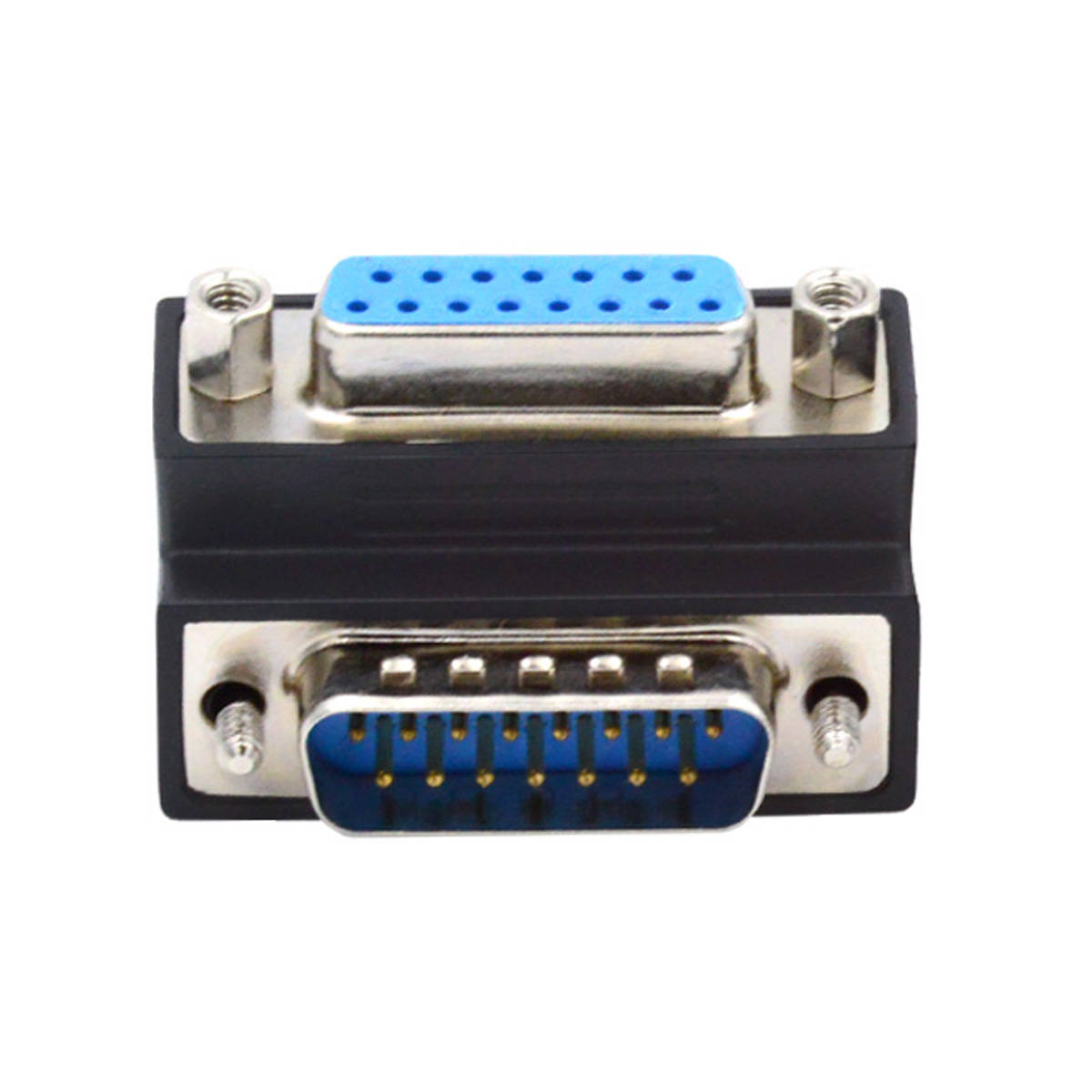 DB15 DSUB Adapter 15-Pin Stecker Zu Buchse 90 Grad Winkel Schwarz Kompakt Enge Platzverhältnisse