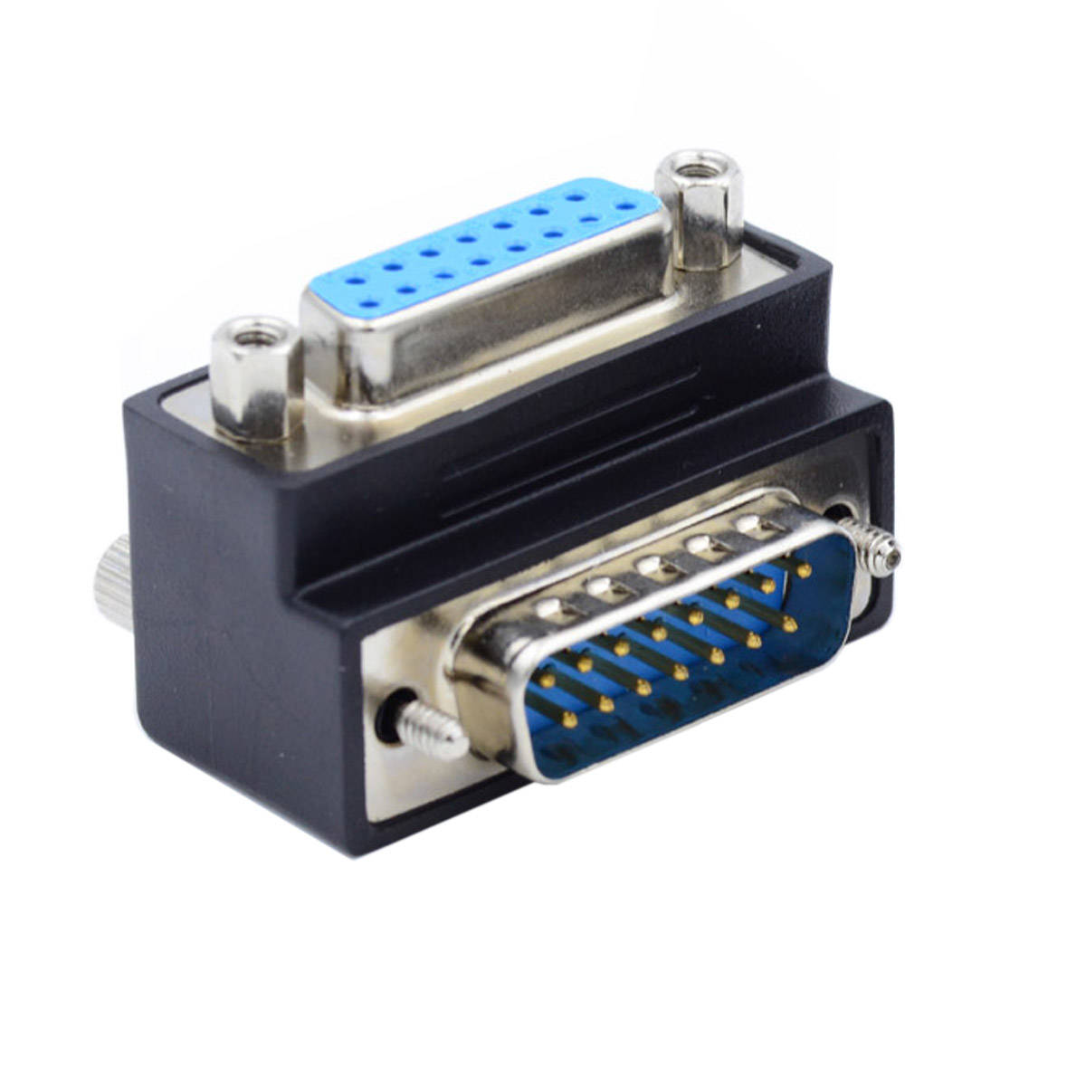 DB15 DSUB Adapter 15-Pin Stecker Zu Buchse 90 Grad Winkel Schwarz Kompakt Enge Platzverhältnisse