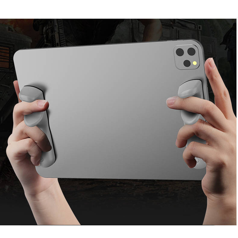 SYSTEM-S Anti Rutsch Silikon Griff Handauflage ergonomisch für Tablet Gaming in Grau