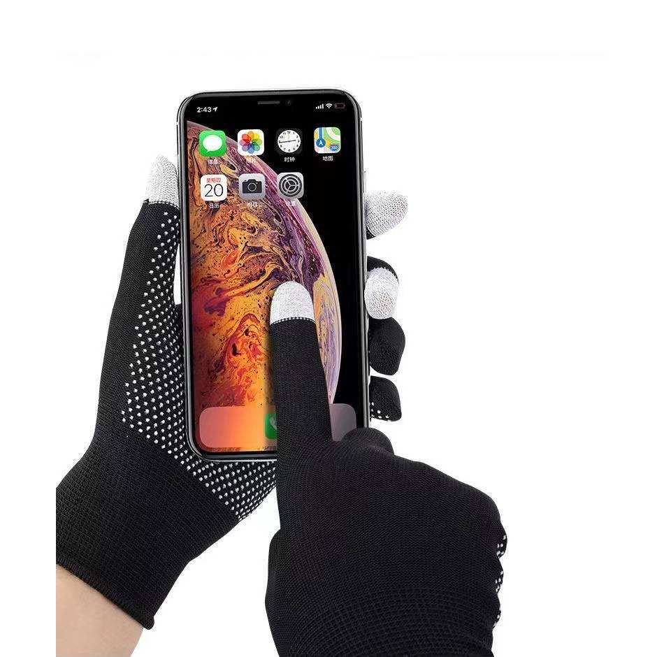 SYSTEM-S Anti Rutsch Handschuhe Aus Stoff Für Smartphones Touchscreen Funktion Schwarz Für Outdoor