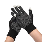 SYSTEM-S Anti Rutsch Handschuhe Aus Stoff Für Smartphones Touchscreen Funktion Schwarz Für Outdoor