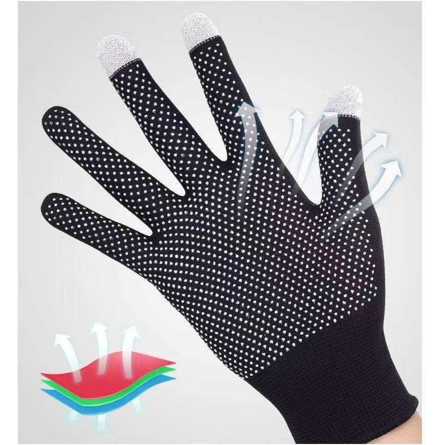 SYSTEM-S Anti Rutsch Handschuhe Aus Stoff Für Smartphones Touchscreen Funktion Schwarz Für Outdoor