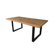 Esstisch Mit Baumkante U Gestell Aus Massiv Eiche Wildeiche Geölt Tischplatte 4,5 Cm Stärke Glatte Oberfläche