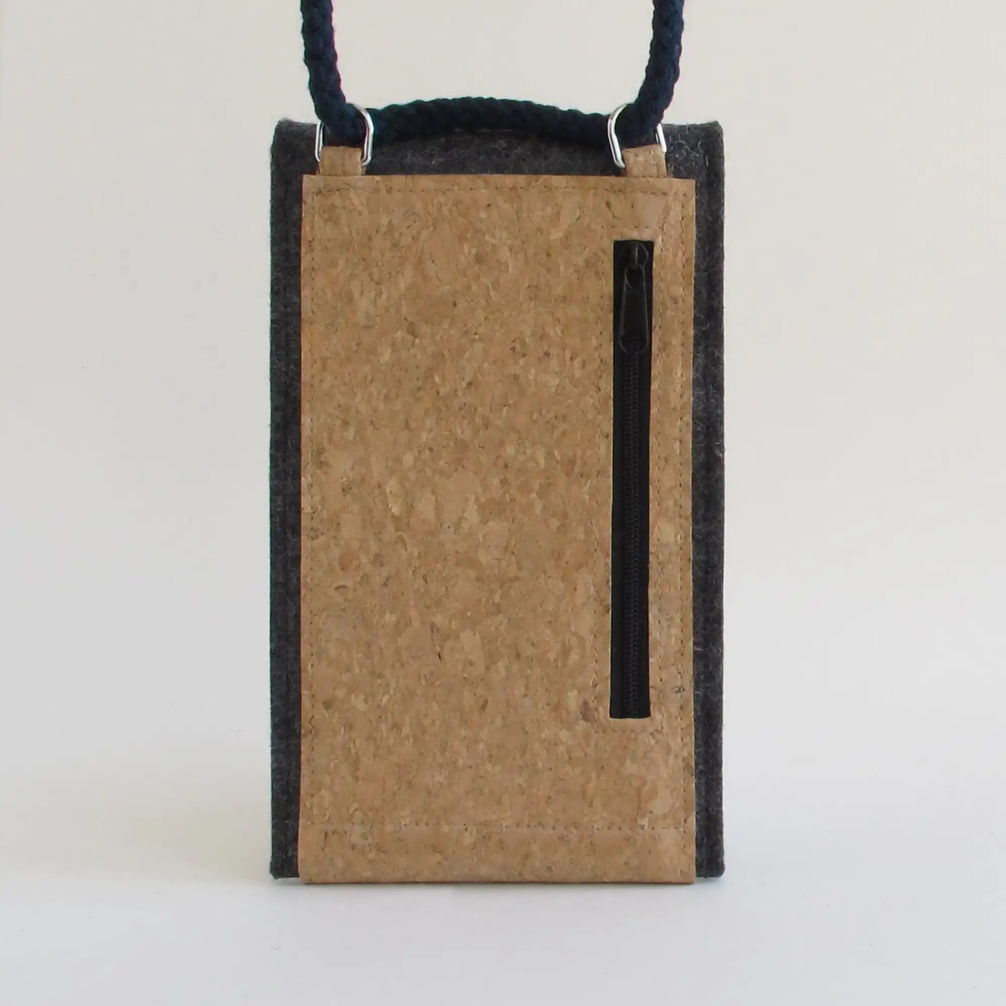 Umhängetasche für Samsung Galaxy A13 | aus Filz und Bio-Baumwolle | anthrazit - bloom | Modell KEDJA