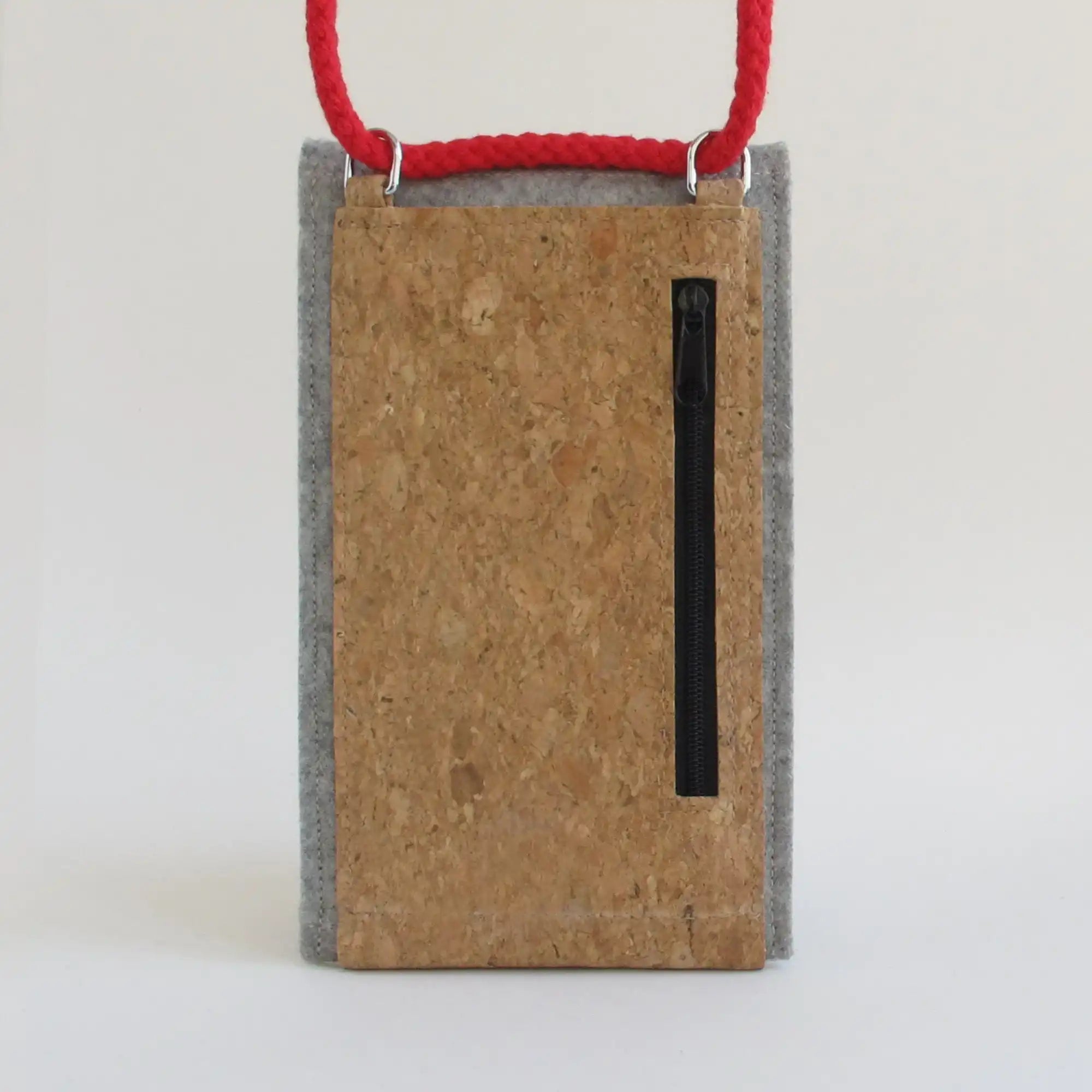 Umhängetasche für Fairphone 5 | aus Filz und Bio-Baumwolle | hellgrau - colorful | Modell KEDJA