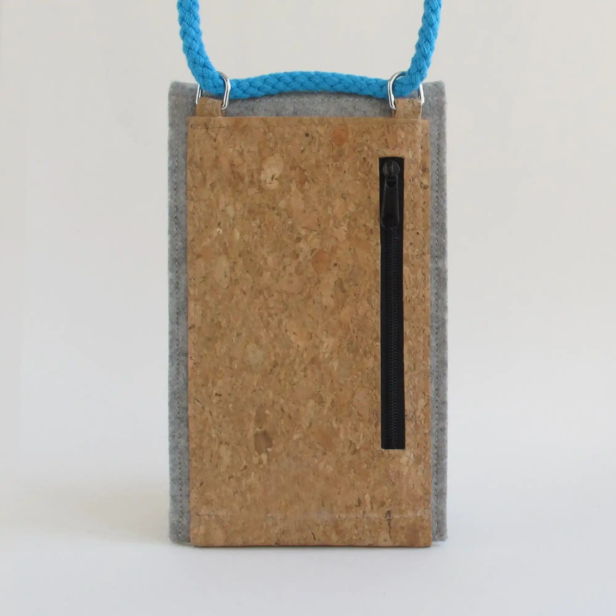 Umhängetasche für Fairphone 5 | aus Filz und Bio-Baumwolle | hellgrau - shapes | Modell KEDJA