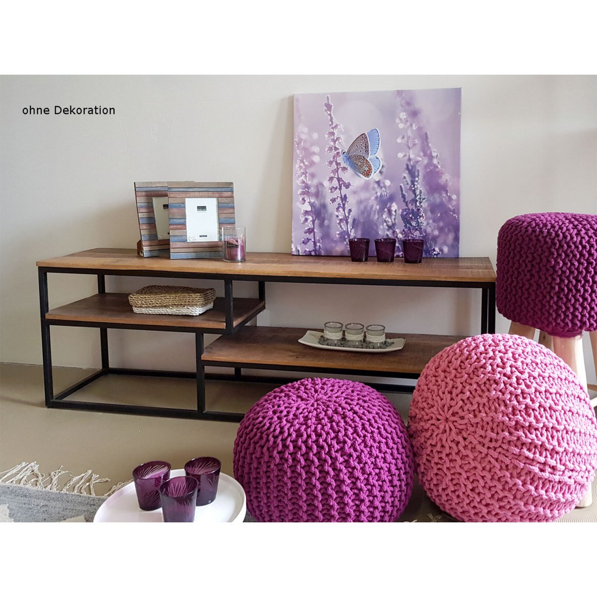 TV Lowboard - Fernsehschrank - 150 x 51 x 36 cm - Liverpool - Metall-Gestell schwarz matt