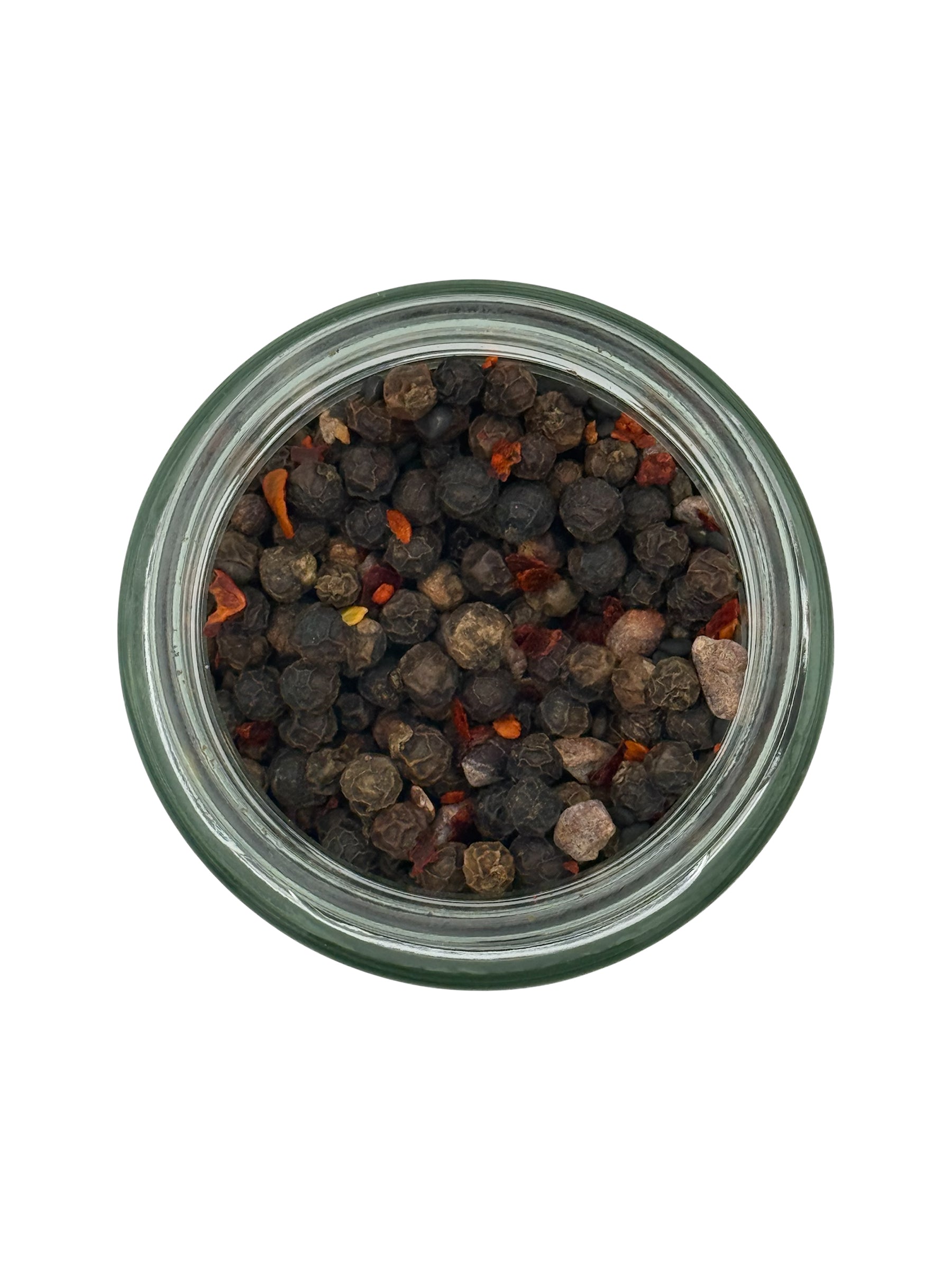 Schwarz Hoch Zwei Pfeffer Edler Schwarzer Pfeffer Mit Kakao Nibs Und Chiliflocken Für Tiefe Würze