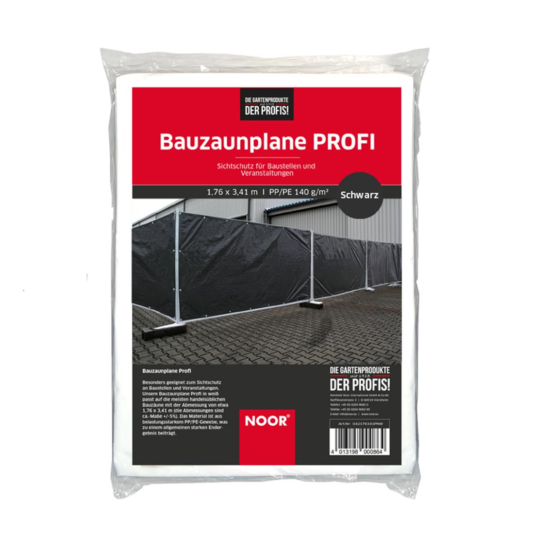 Bauzaun-Plane PROFI - 140 g/m² - 176x341 cm - Schwarz