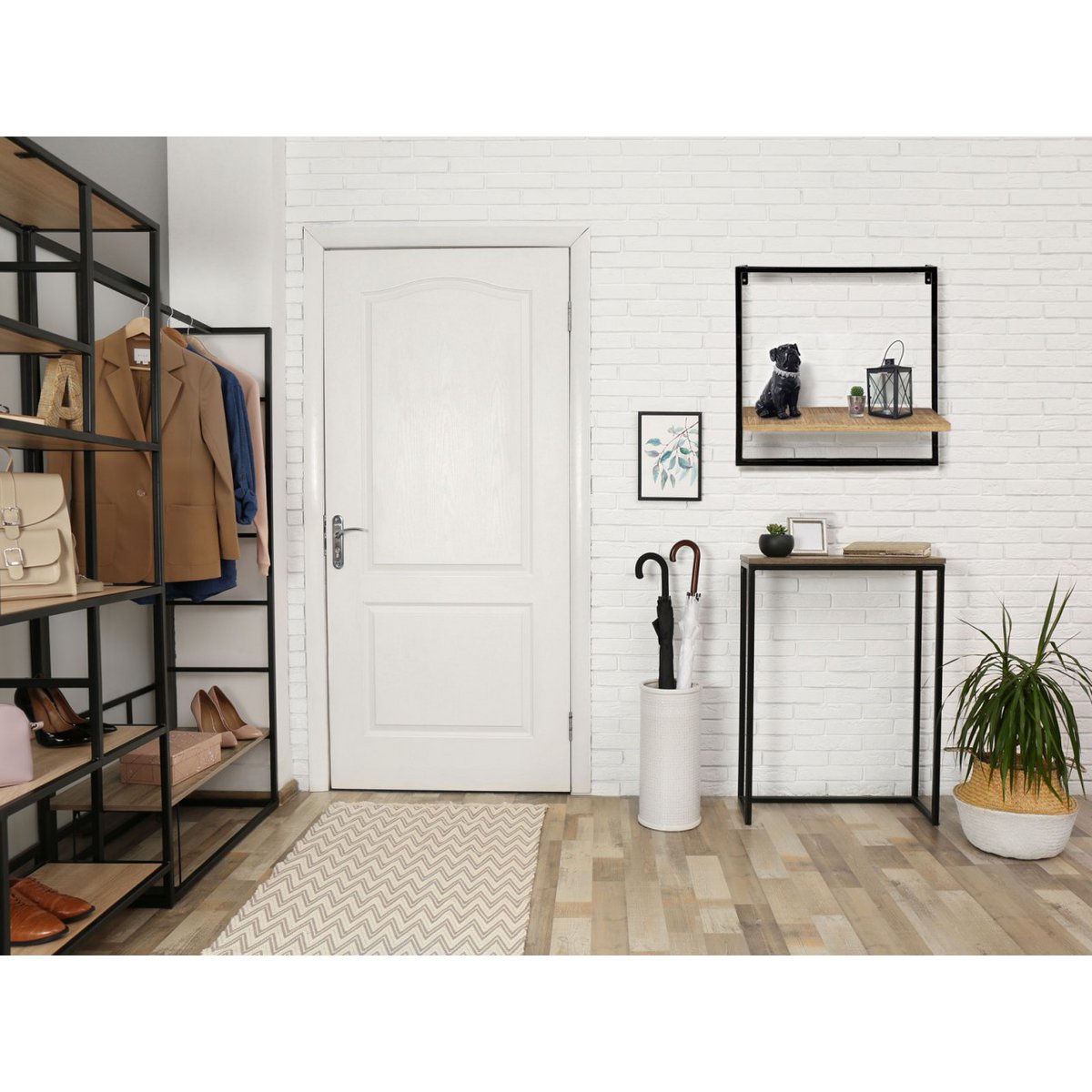 Hängeregal - Wandregal - Bücher Regal 50x50x25 cm - Dock - Metall-Gestell schwarz