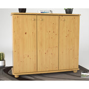 Anika Kommode Sideboard 110er | Anrichte | 3-Türig mit Regalfächer | 100% Bio Kiefer Massivholz