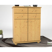 Anika Kommode Sideboard | Anrichte | 2-Türig | 4 Schubladen | 100% Bio Kiefer Massivholz