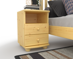 Claudia Kiefer Massivholz Nachttisch Nachtschrank | 2-Schubladen und 1 Regal | 100% Bio Kiefer