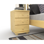 Claudia Kiefer Massivholz Nachttisch Nachtschrank | 3-Schubladen | 100% Bio Kiefer