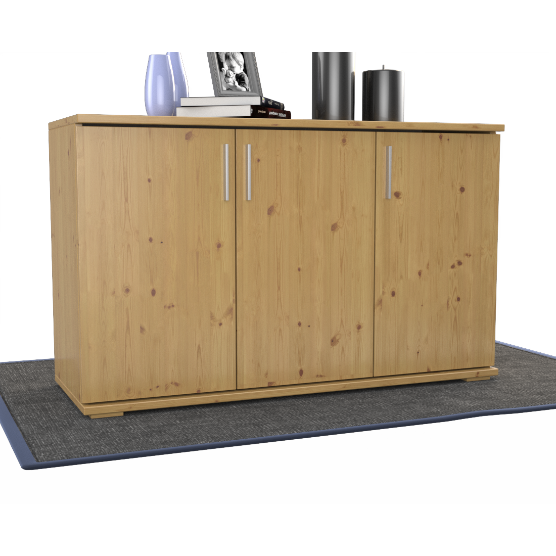 Nobis Kommode Sideboard | Anrichte | 3-Türig mit Regalböden | 100% Bio Kiefer Massivholz
