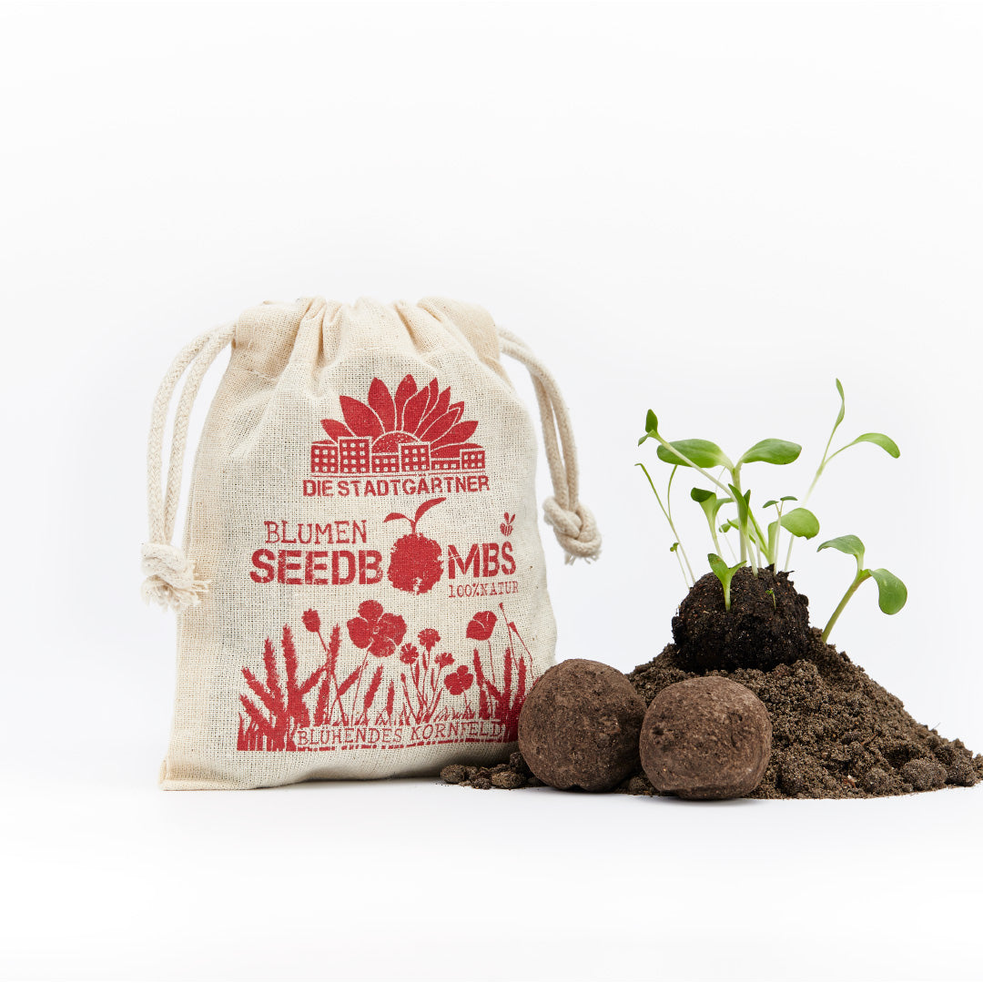 Samenbomben "Blühendes Kornfeld" im Jutebeutel