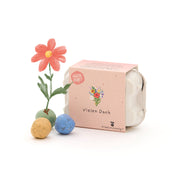 6 bunte Blumenmurmeln im Eierkarton "Vielen Dank"