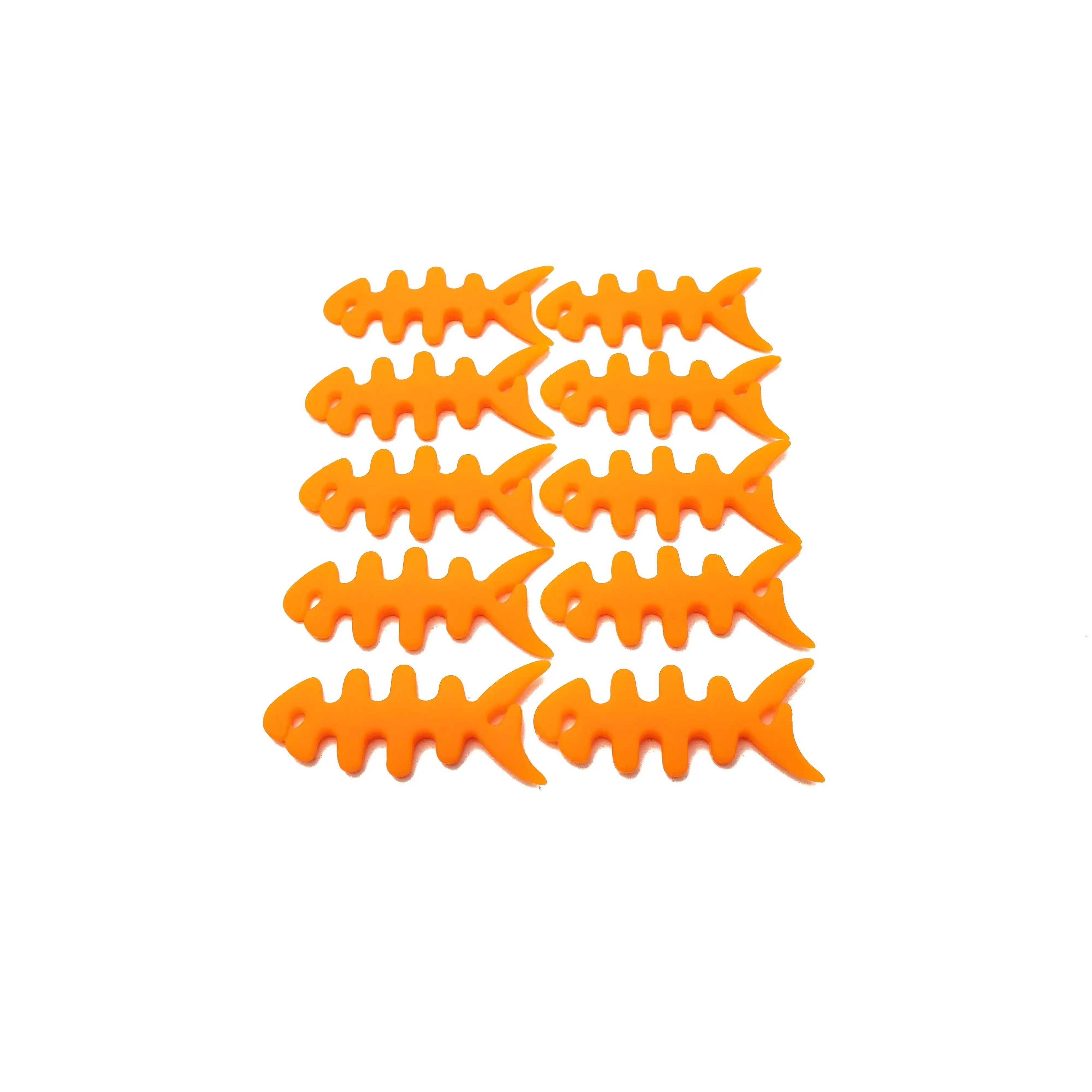 10er Set Fischform Kabelaufroller Aus Silikon Orange Für Kabelmanagement Und Kabelschutz
