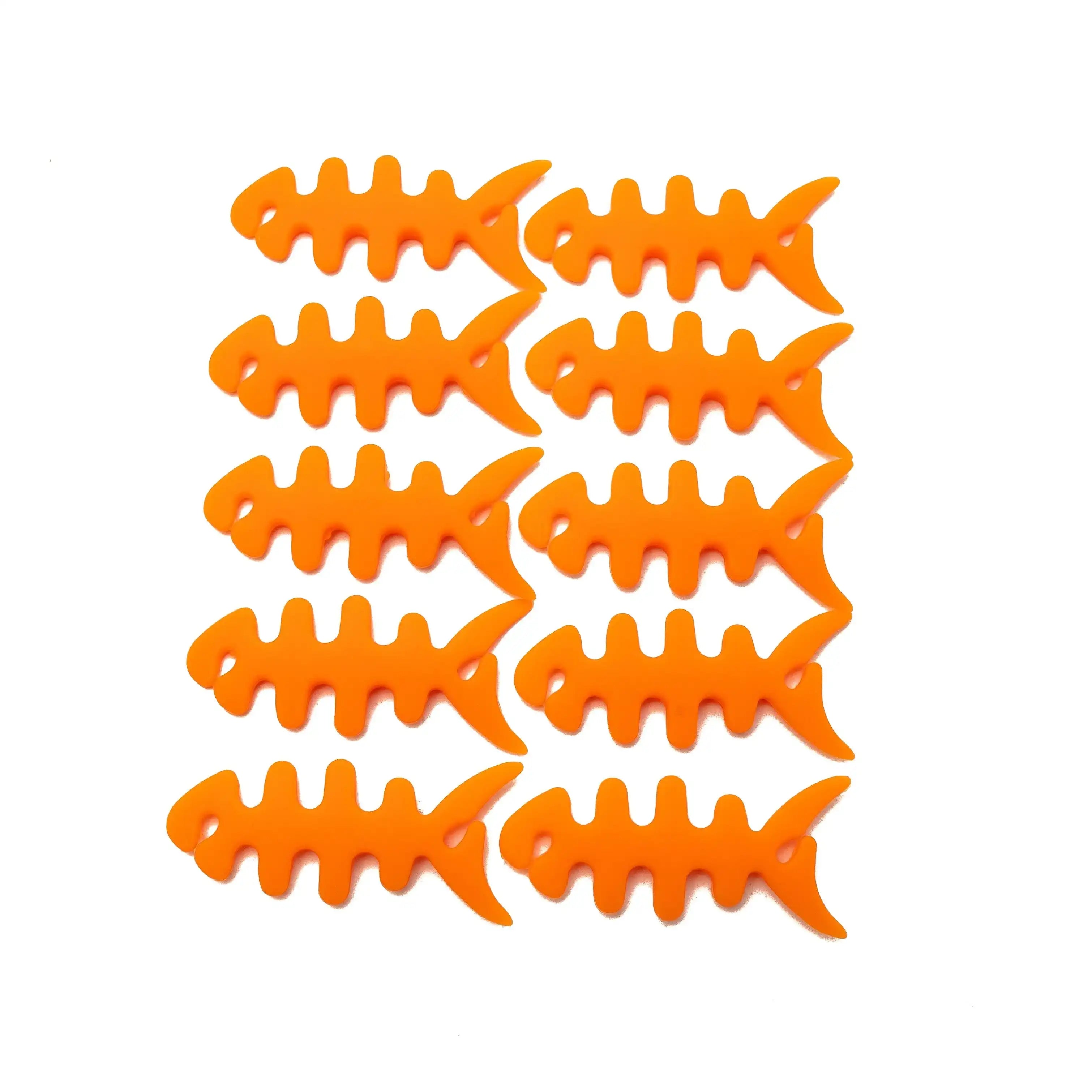 10er Set Fischform Kabelaufroller Aus Silikon Orange Für Kabelmanagement Und Kabelschutz