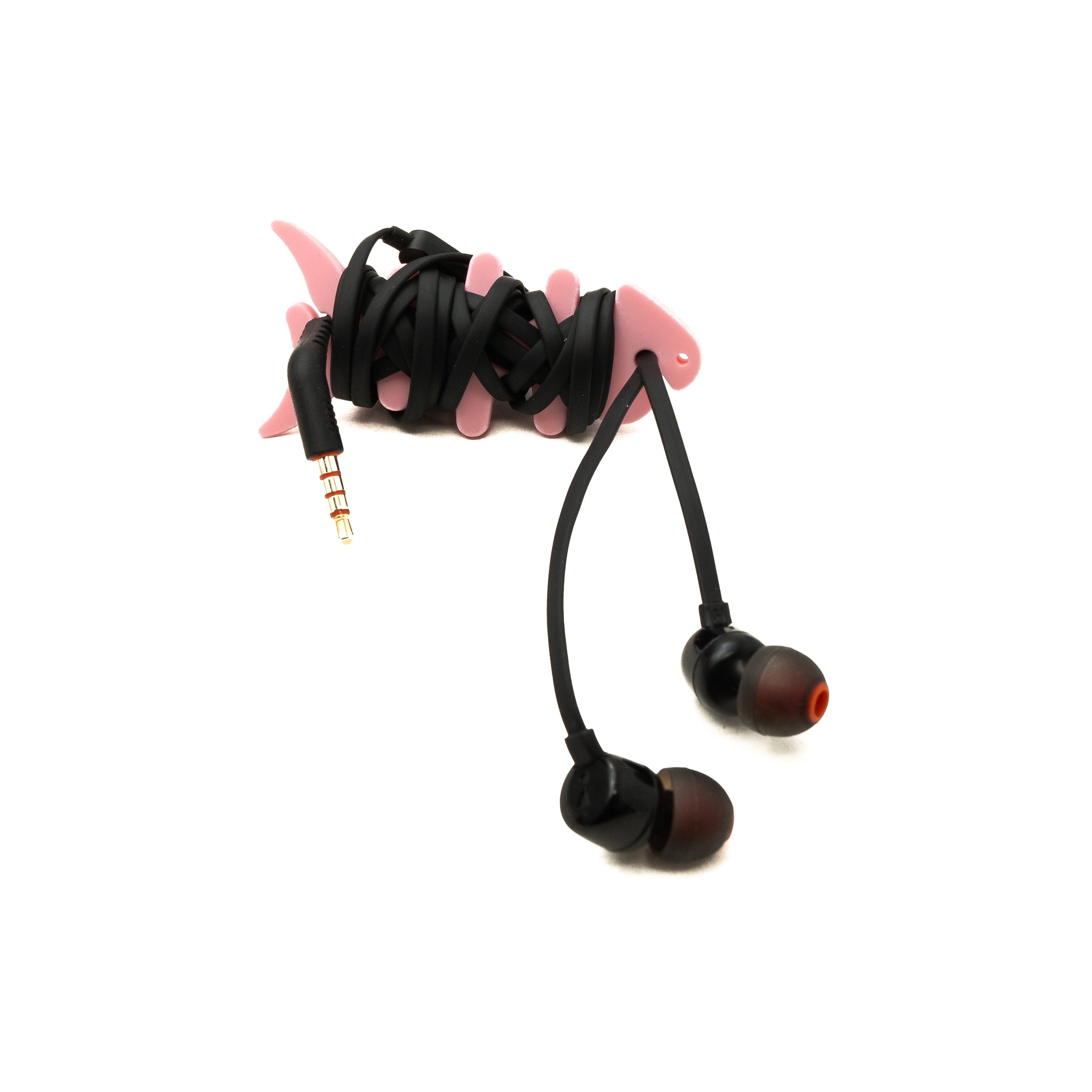 SYSTEM-S 10er Set Kabelmanager Wrap Kabelaufroller Fischform Silikon Aufwickler Kabelschutz in Pink