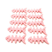 SYSTEM-S 10er Set Kabelmanager Wrap Kabelaufroller Fischform Silikon Aufwickler Kabelschutz in Pink