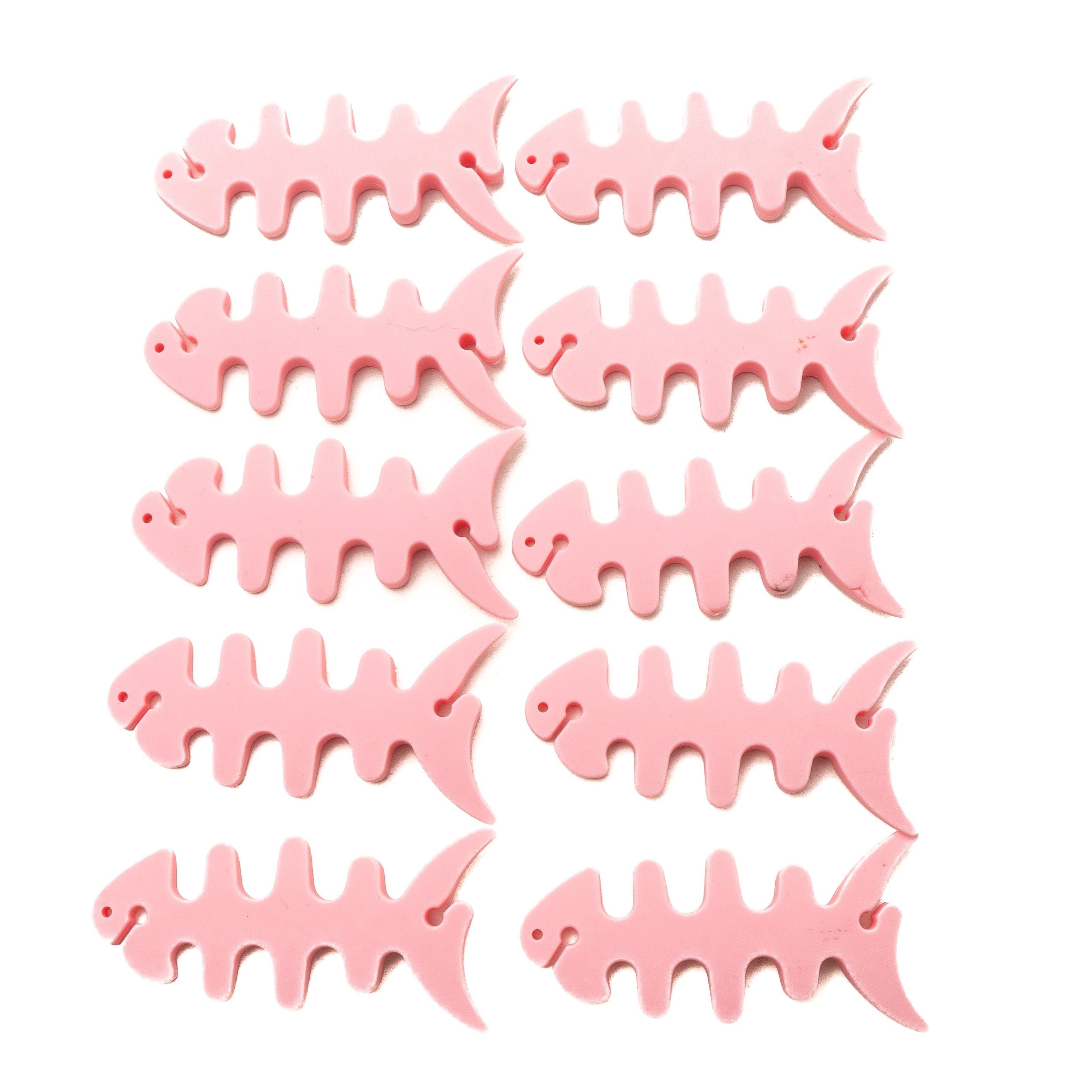 SYSTEM-S 10er Set Kabelmanager Wrap Kabelaufroller Fischform Silikon Aufwickler Kabelschutz in Pink