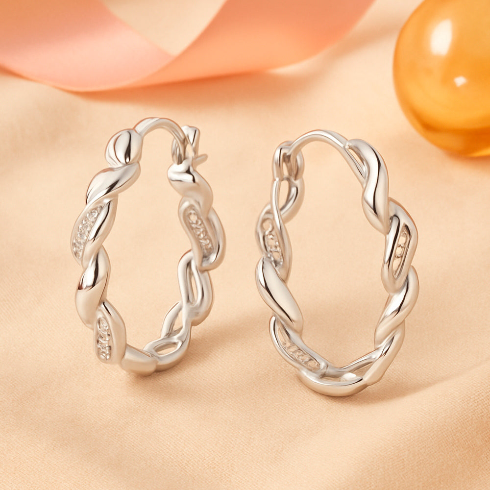 Ohrringe aus 925er Sterling-Silber, verdrehte Creolen mit Zirkonia