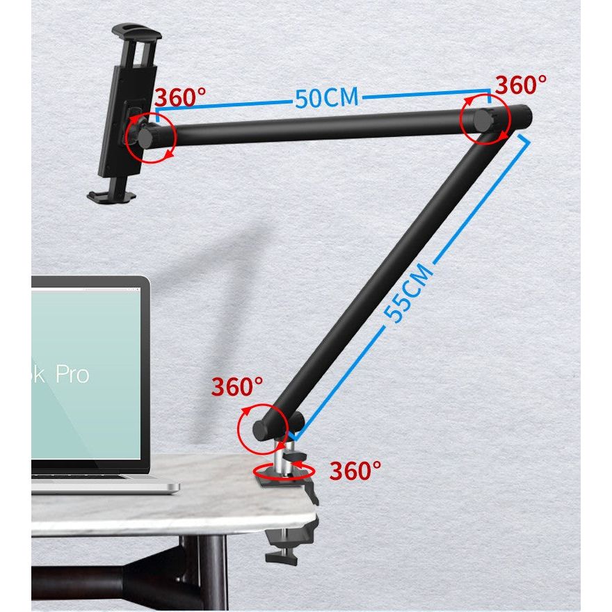 Tischhalterung Mit 360 Grad Schwanenhals Ständer Für Tablets Und Smartphones Schwarz