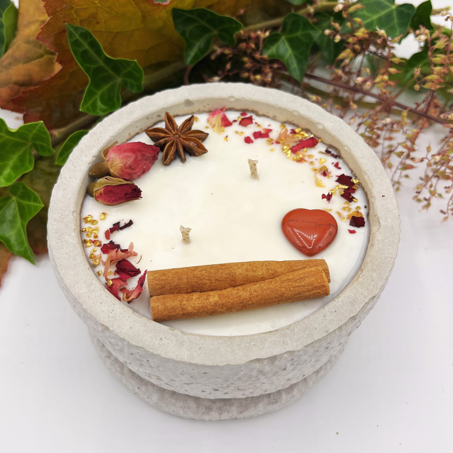 Betonkerze Betongrau "Grey Hearts"