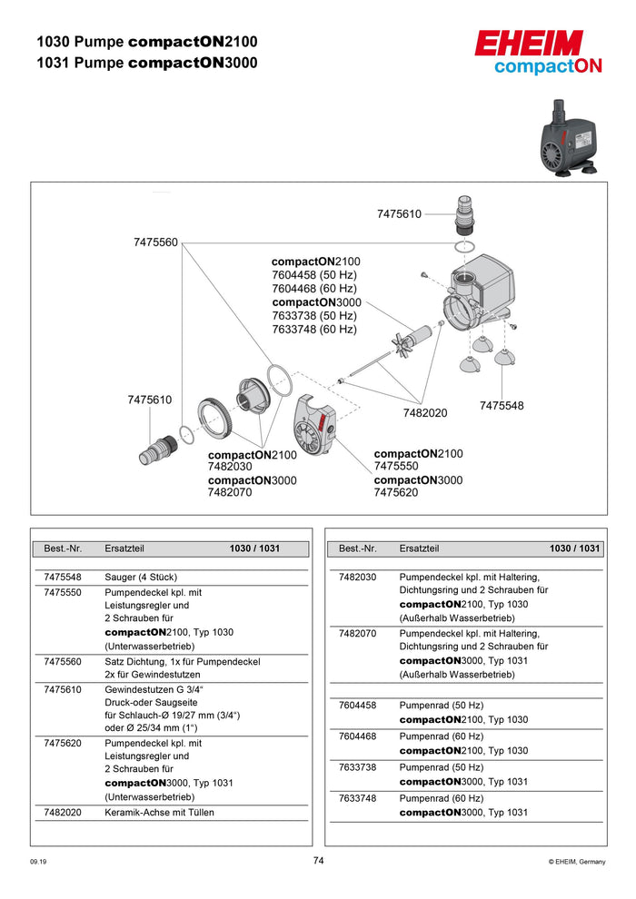 EHEIM Pumpenrad (50 Hz) compactON 3000