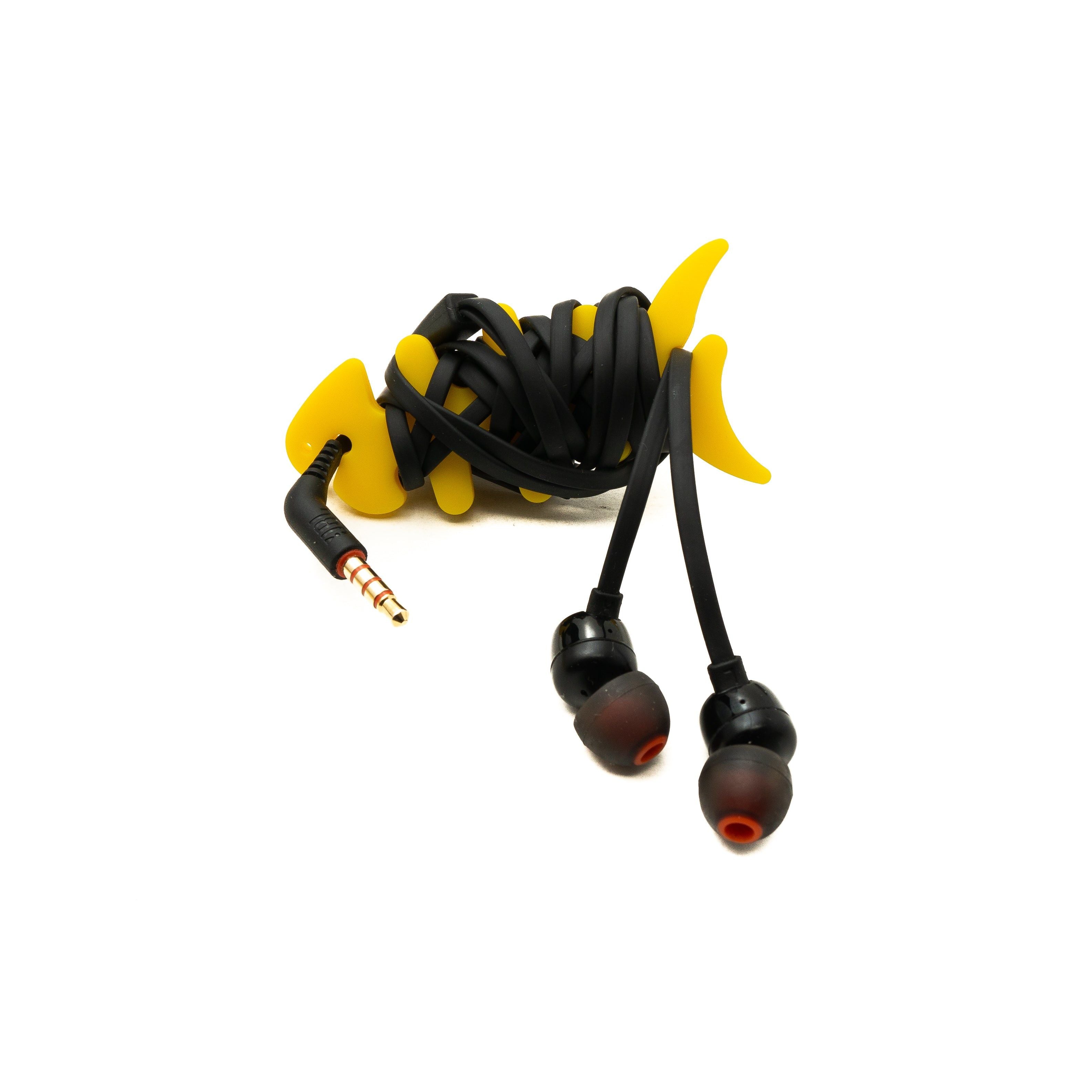 Kabelmanager Wrap Fischform Silikon Aufwickler Gelb Fuer Kopfhörer Kabelorganisation