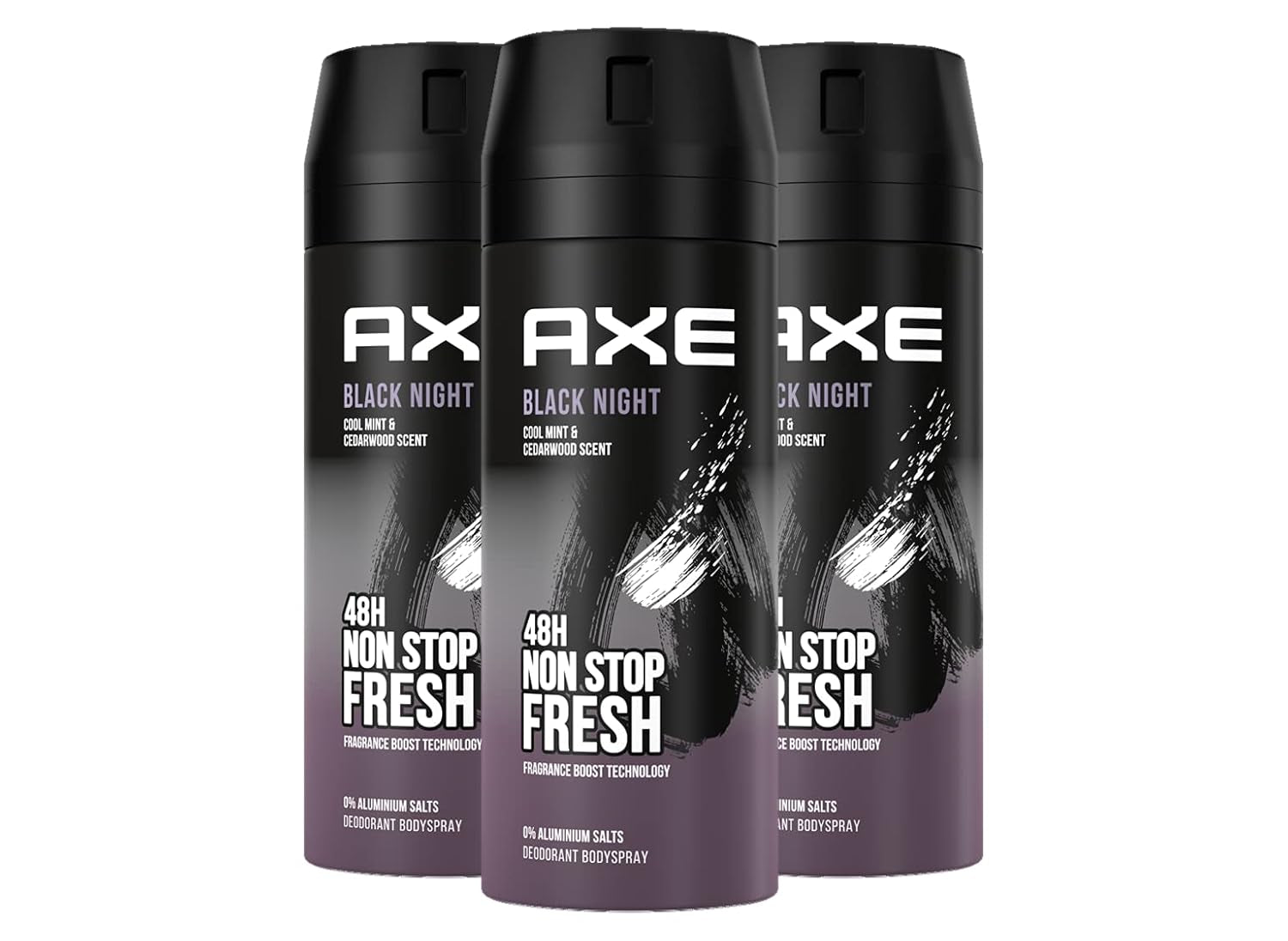 Axe Bodyspray Black Night Deo Ohne Aluminium Sorgt 48 Stunden Lang Für Effektiven Schutz Vor Körpergeruch 3X 150 Ml