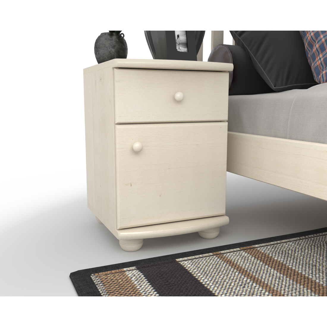 Claudia Kiefer Massivholz Nachttisch Nachtschrank | 1-Schublade 1-Türig | 100% Bio Kiefer