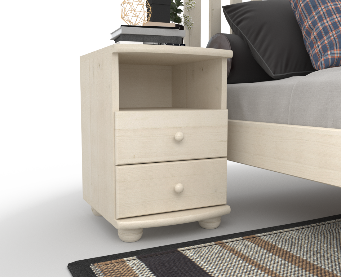 Claudia Kiefer Massivholz Nachttisch Nachtschrank | 2-Schubladen und 1 Regal | 100% Bio Kiefer