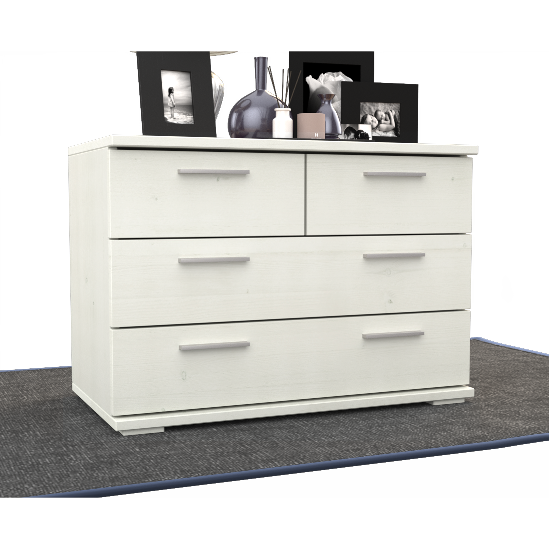 Nobis Kommode Sideboard | Anrichte | 4-Schubladen | 57cm hoch | 100% Bio Kiefer Massivholz