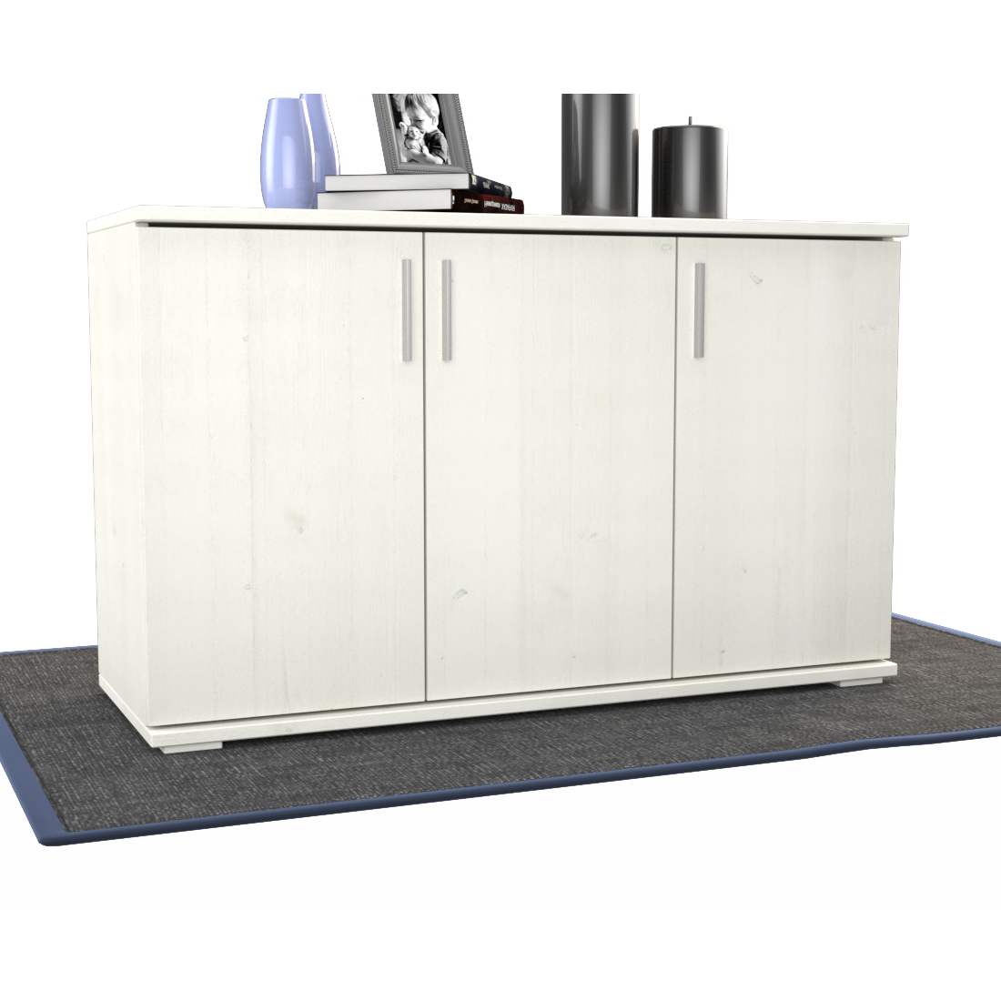 Nobis Kommode Sideboard | Anrichte | 3-Türig mit Regalböden | 100% Bio Kiefer Massivholz