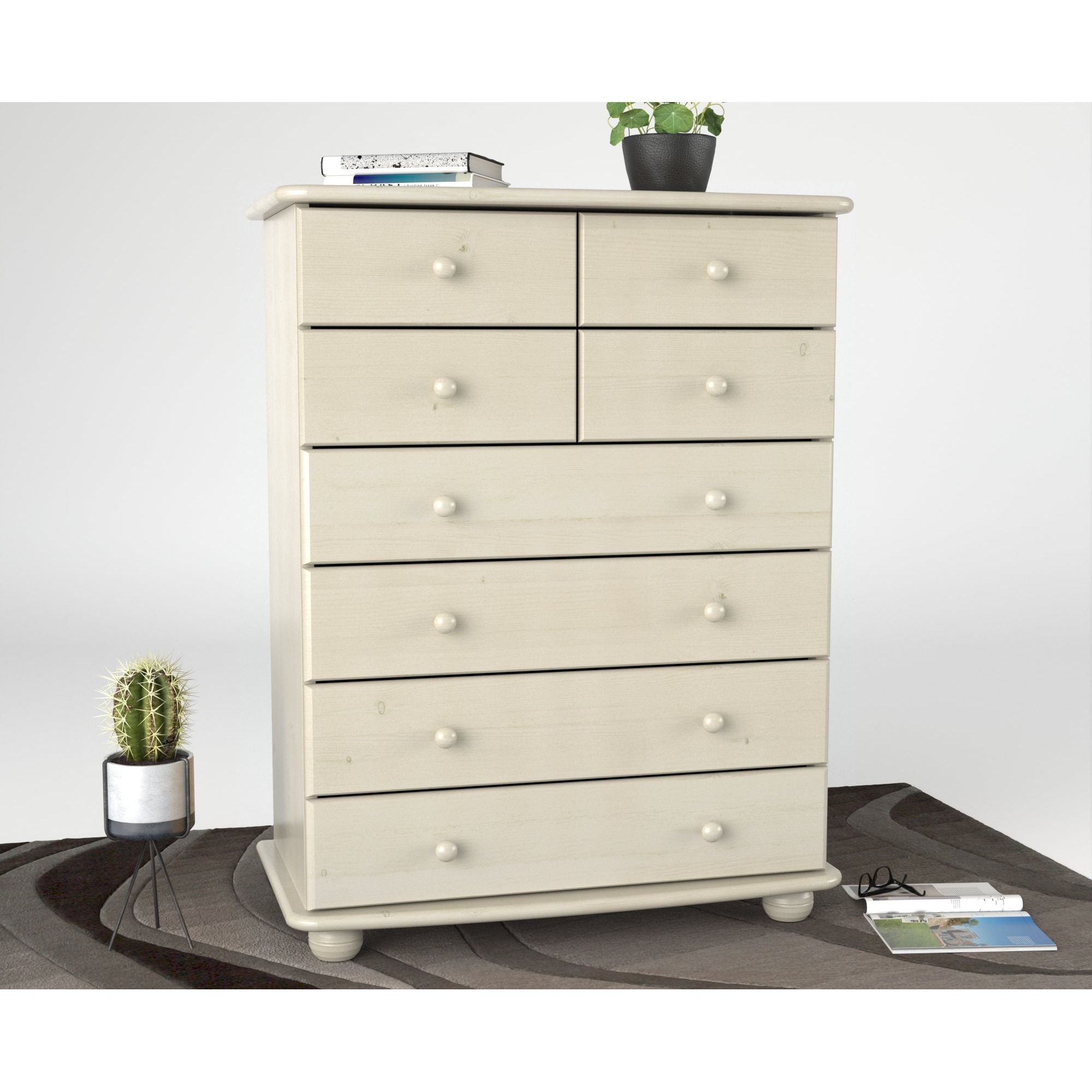 Anika Kiefer Massivholz Kommode  | 8-Schubladen | 100% Bio Kiefer