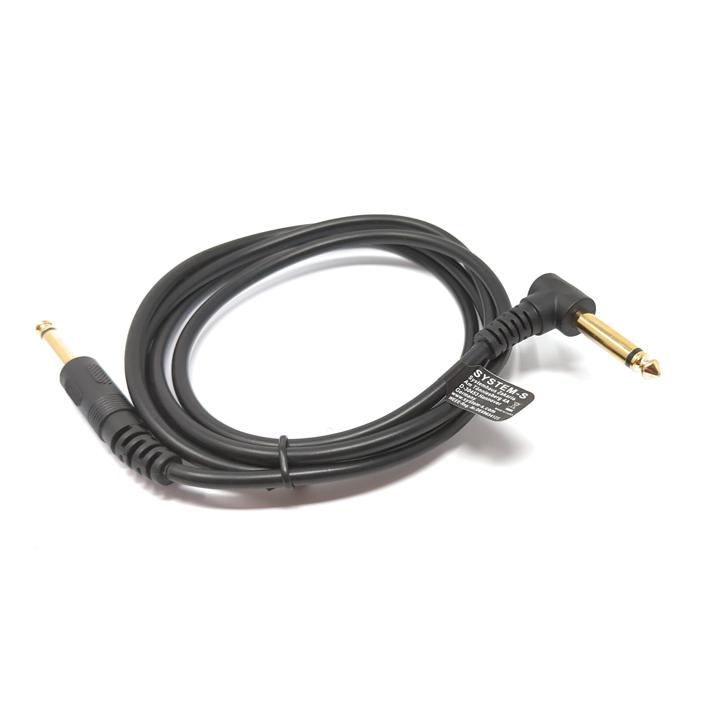 SYSTEM-S Audio Kabel 150 cm Stereo AUX Klinke 6,35 mm Stecker zu Stecker Winkel Schwarz