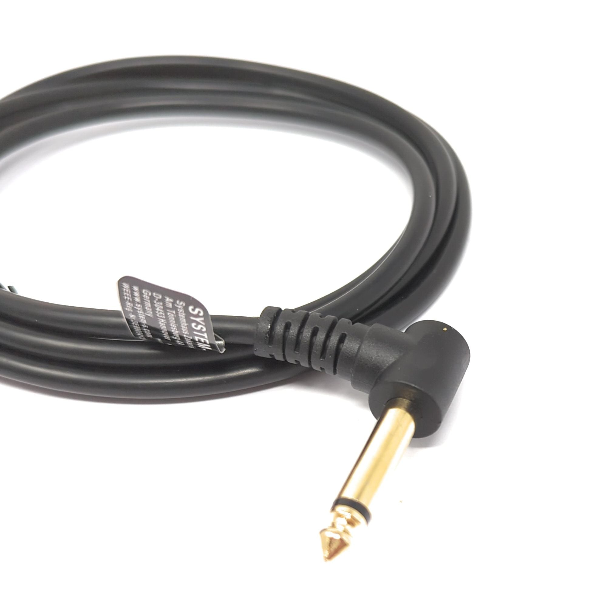 SYSTEM-S Audio Kabel 150 cm Stereo AUX Klinke 6,35 mm Stecker zu Stecker Winkel Schwarz