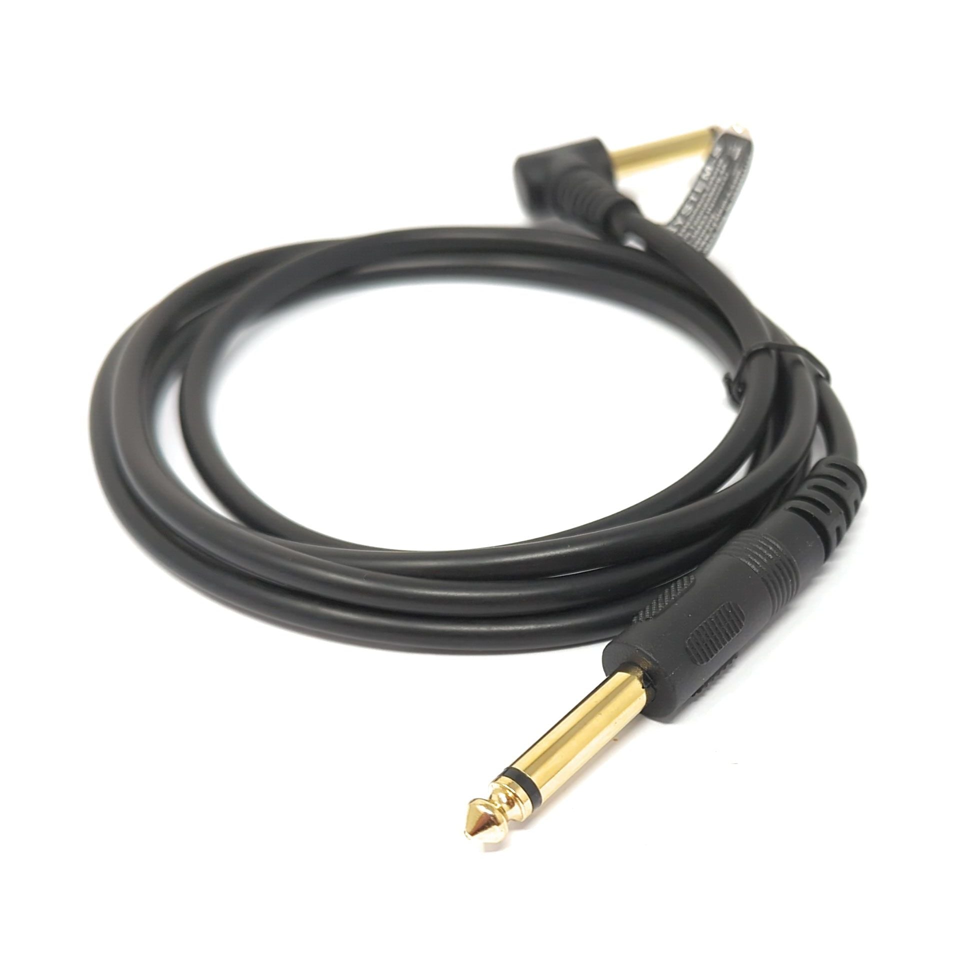 SYSTEM-S Audio Kabel 150 cm Stereo AUX Klinke 6,35 mm Stecker zu Stecker Winkel Schwarz