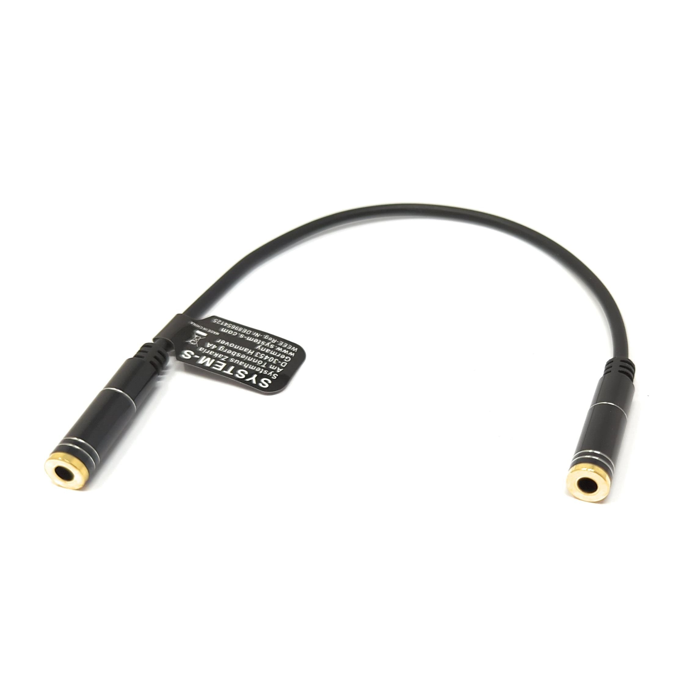 20 cm Stereo AUX Kabel Klinke 3,5 mm Buchse Zu Buchse Schwarz Hochwertiges Audio Kabel