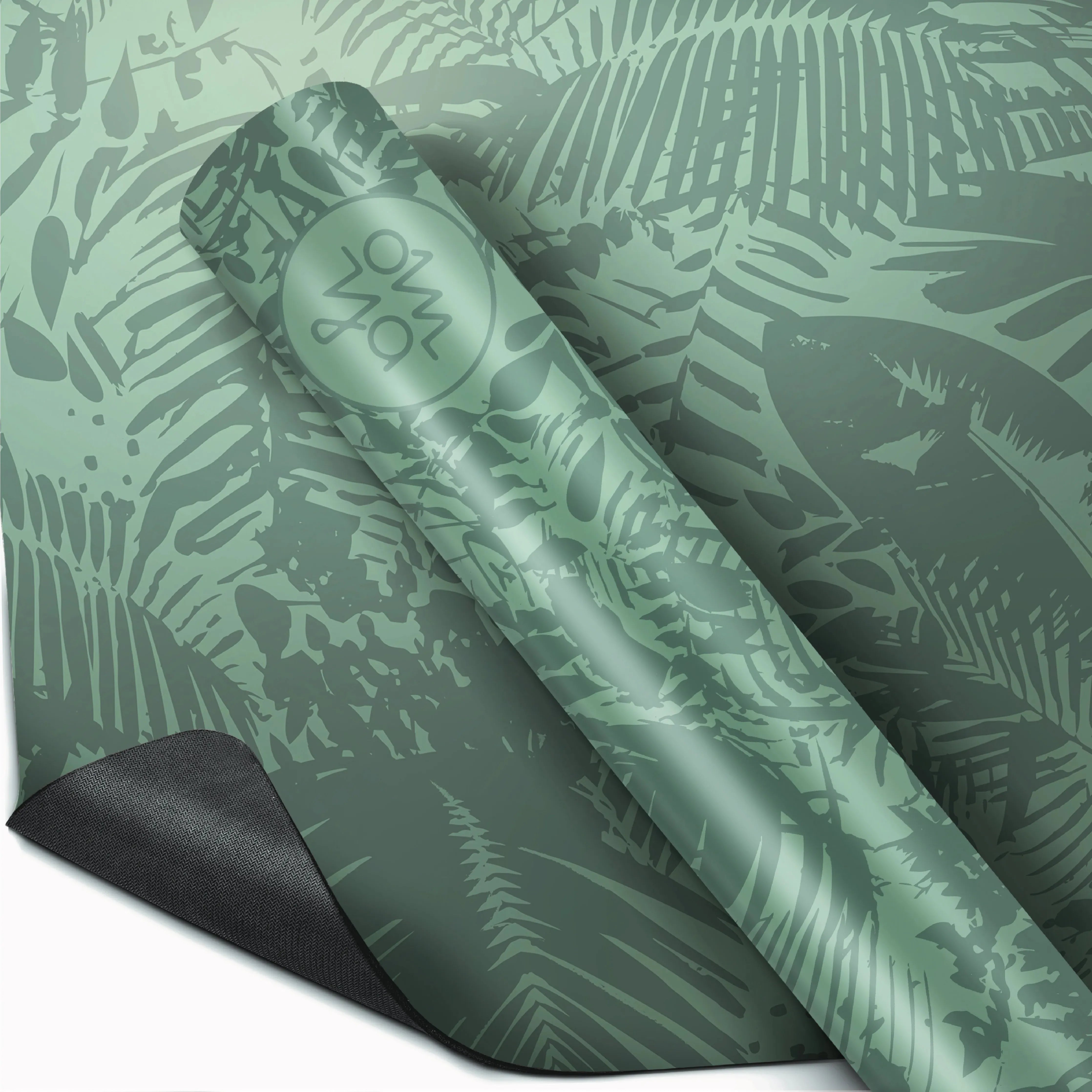 Advanced Grip Yogamatte Grün Botanic Von Om Ya Design Mit Hoher Rutschfestigkeit Und Strapazierfähiger PU Oberfläche